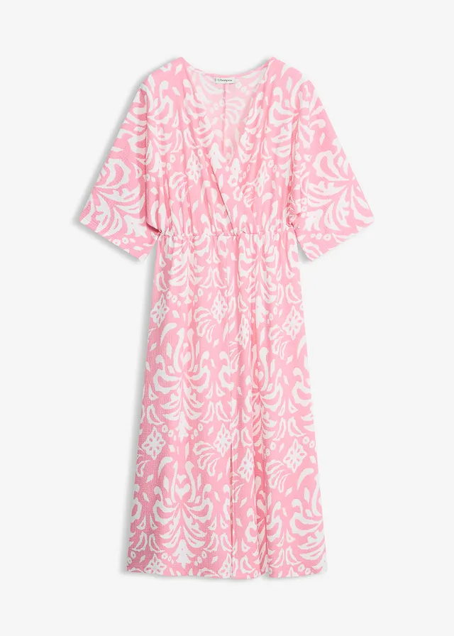 Jersey jurk • roze-wit • bonprix online shop