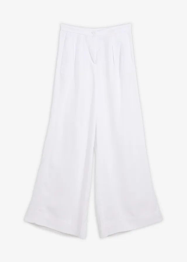 Pantalon à pinces en lyocell fluide • blanc • Boutique bonprix