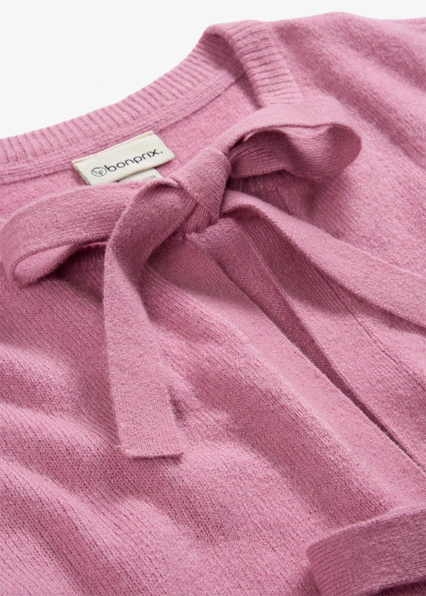 Fijn gebreid vest met strikjes • mauve • bonprix online shop