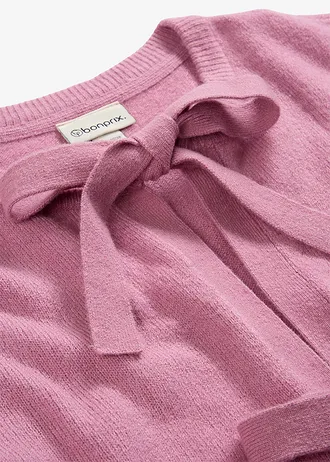 Fijn gebreid vest met strikjes • mauve • bonprix online shop