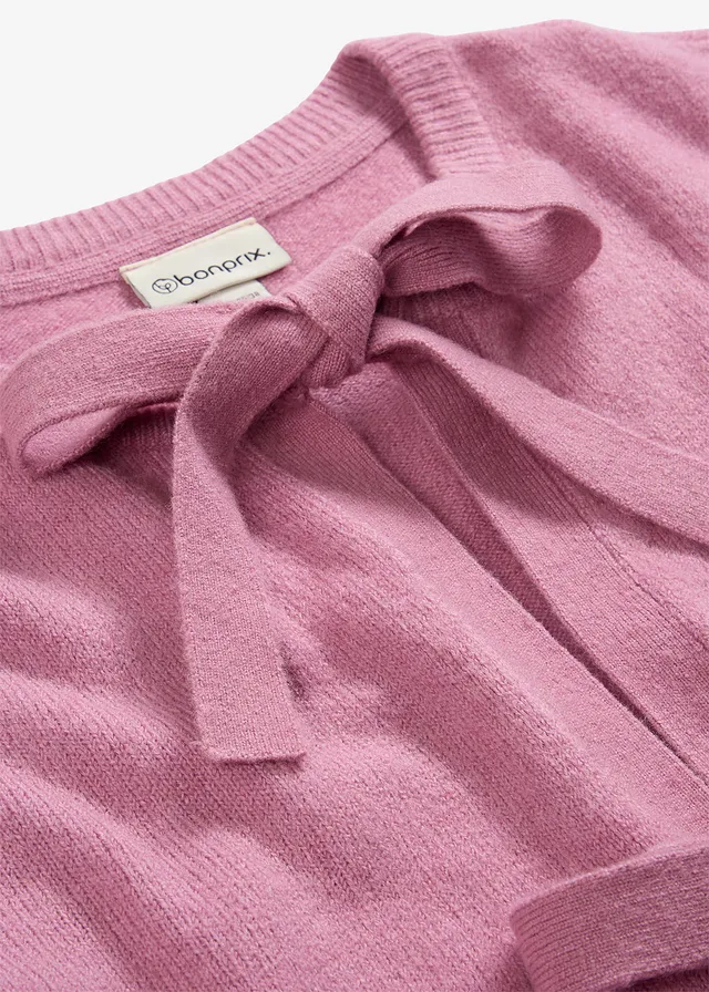 Fijn gebreid vest met strikjes • mauve • product-page.page-title-suffix