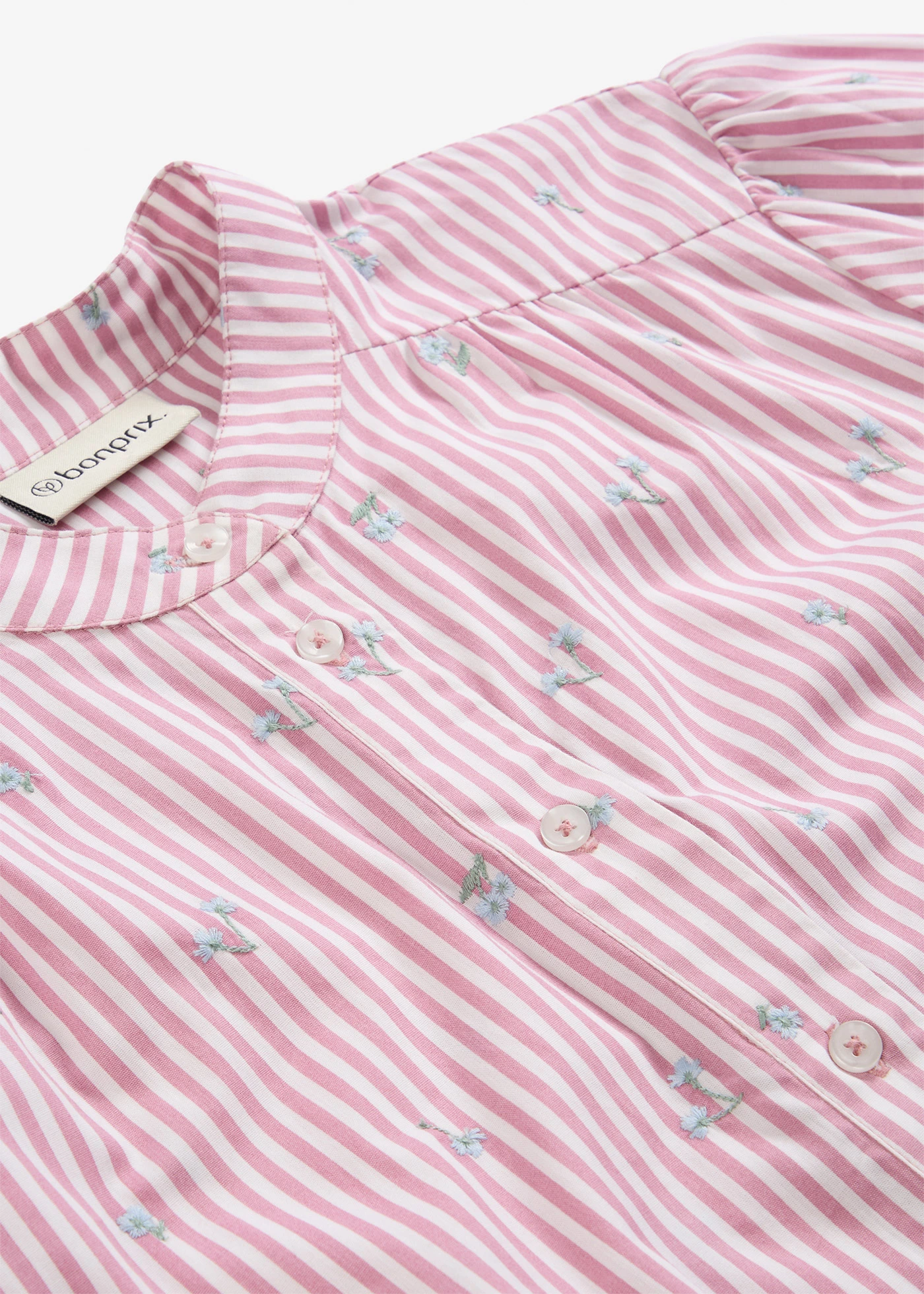 Chemisier coton à manches 7/8 • mauve-blanc rayé • Boutique bonprix