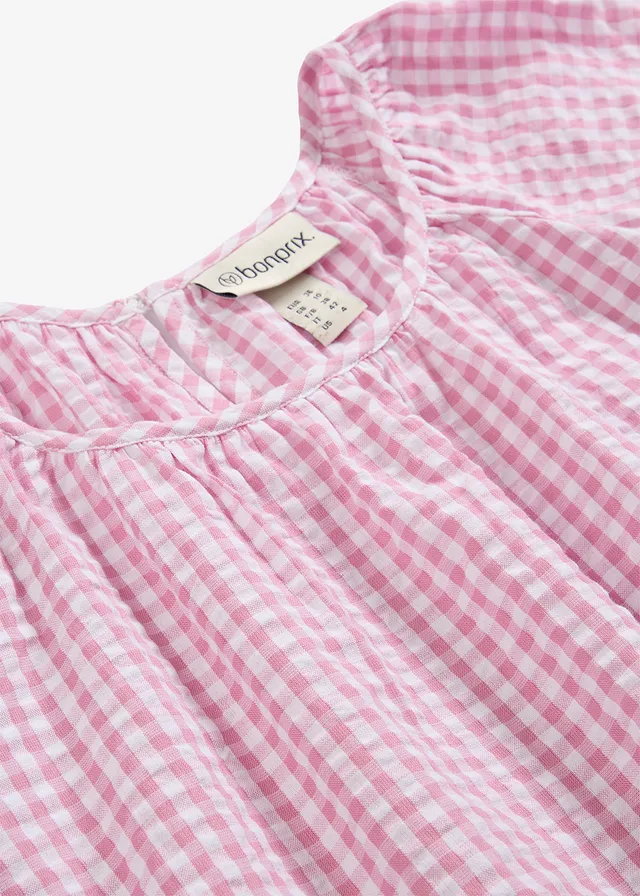 Blouse van katoen met korte mouwen • mauve-wit • product-page.page-title-suffix