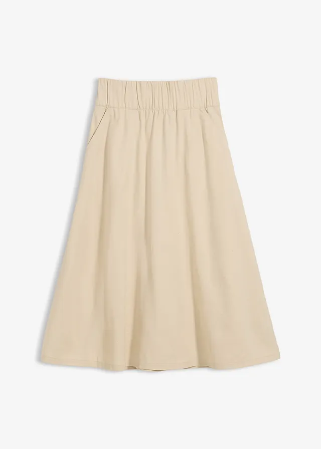 Twill rok van puur katoen, Kleur: lichtsand
