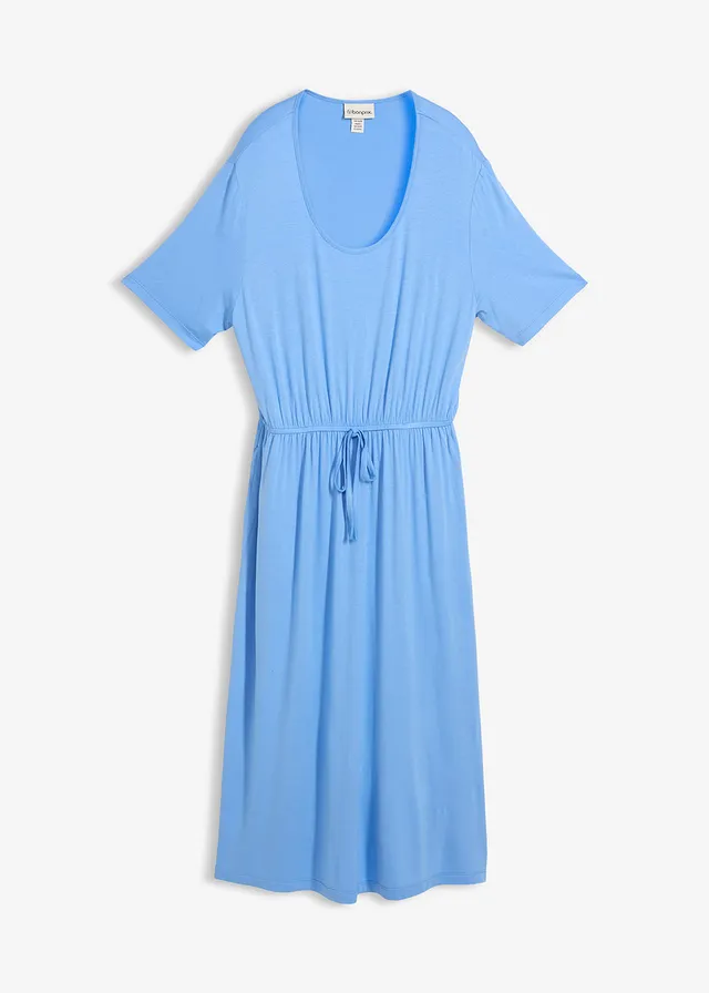 Jersey jurk van soepelvallende viscose-mix • middenblauw • bonprix online shop