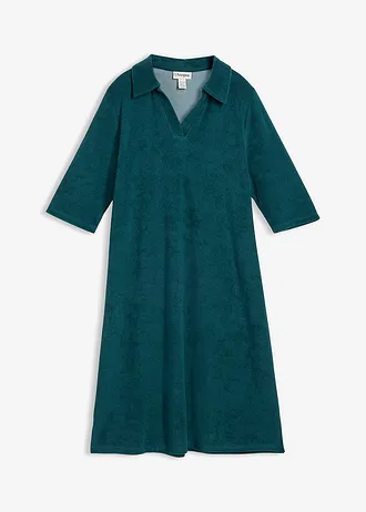 Robe longueur genou en tissu éponge avec col polo