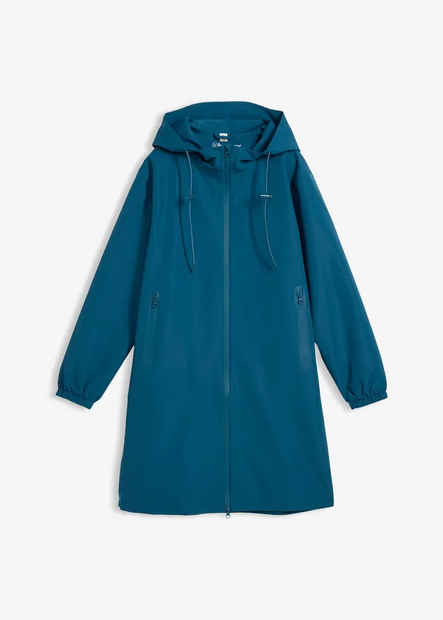 Lichte lange regenjas met schoudertas • blauwpetrol • bonprix online shop