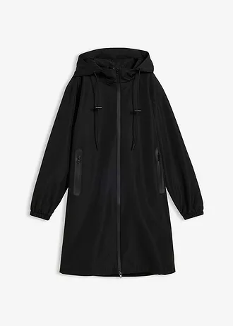 Lichte lange regenjas met schoudertas • zwart • bonprix online shop