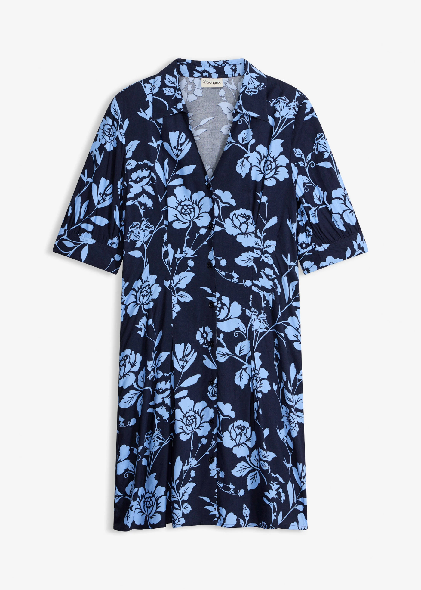 Blousejurk van soepele viscose • donkerblauw/middenblauw gebloemd • bonprix online shop