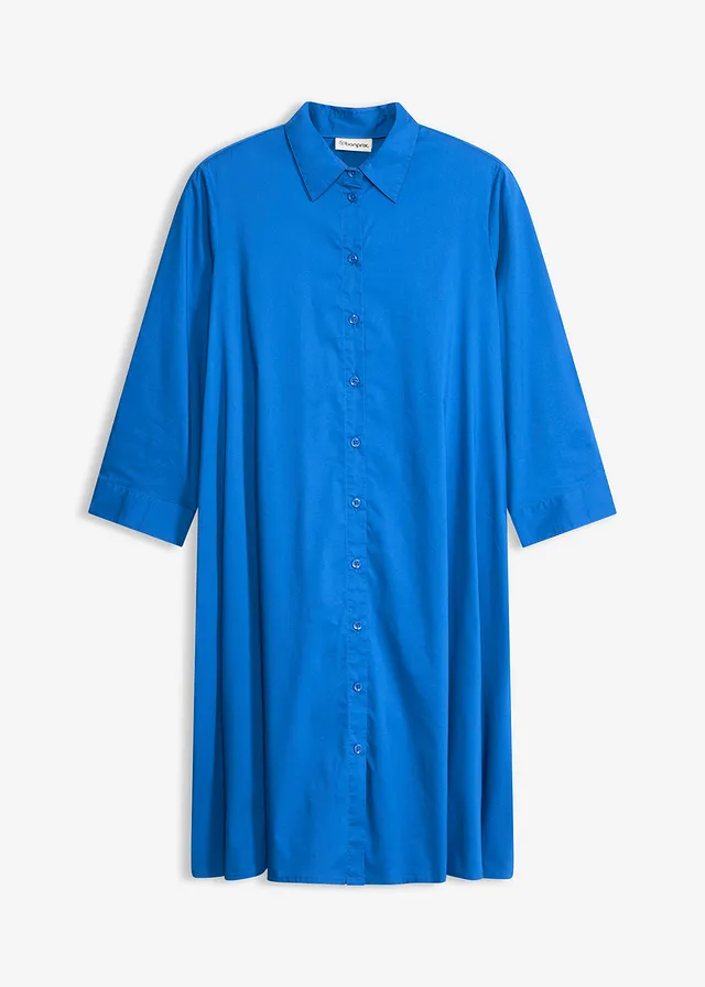 Robe-chemise en popeline solide • bleu arctique • Boutique bonprix