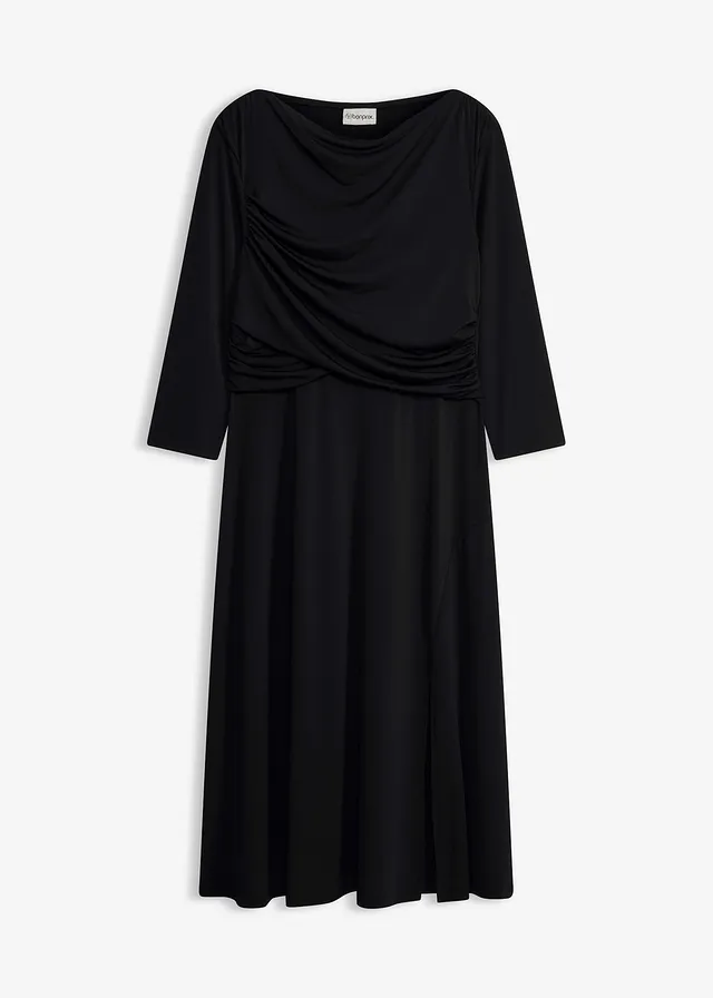 Rochie midi drapată cu mâneci 3/4