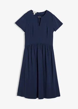 Jurk van fijne viscosemix, Kleur: donkerblauw