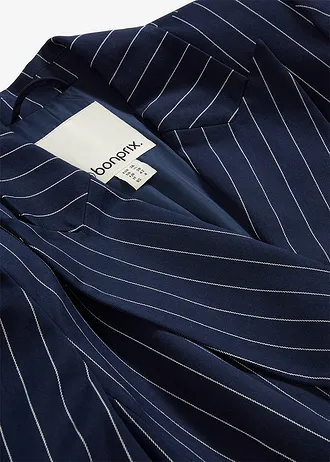 Blazer met krijtstreep, Kleur: donkerblauw/wolwit gestreept