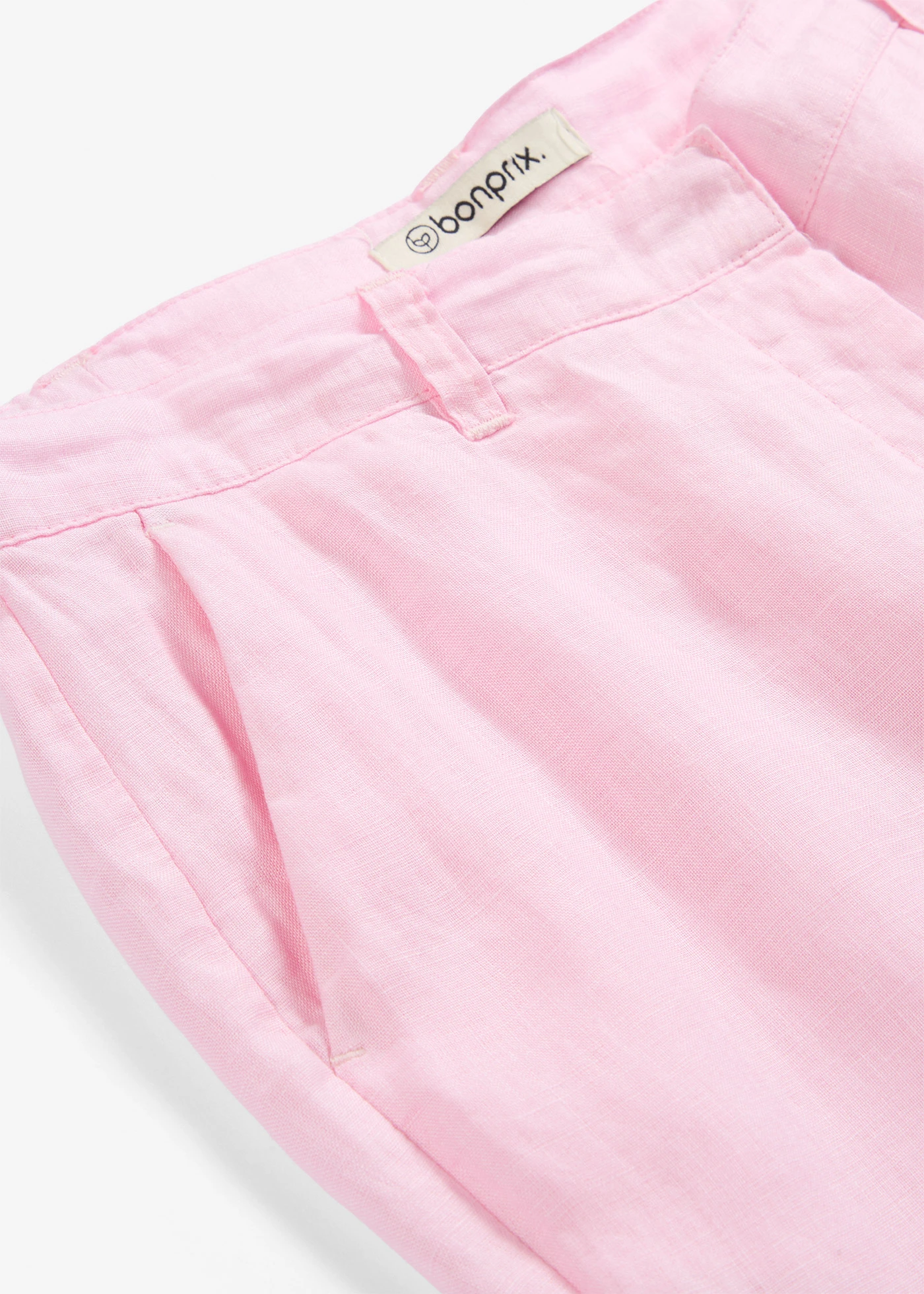 Pantaloni ceva mai scurți din in 100% • roz cristal • magazin bonprix