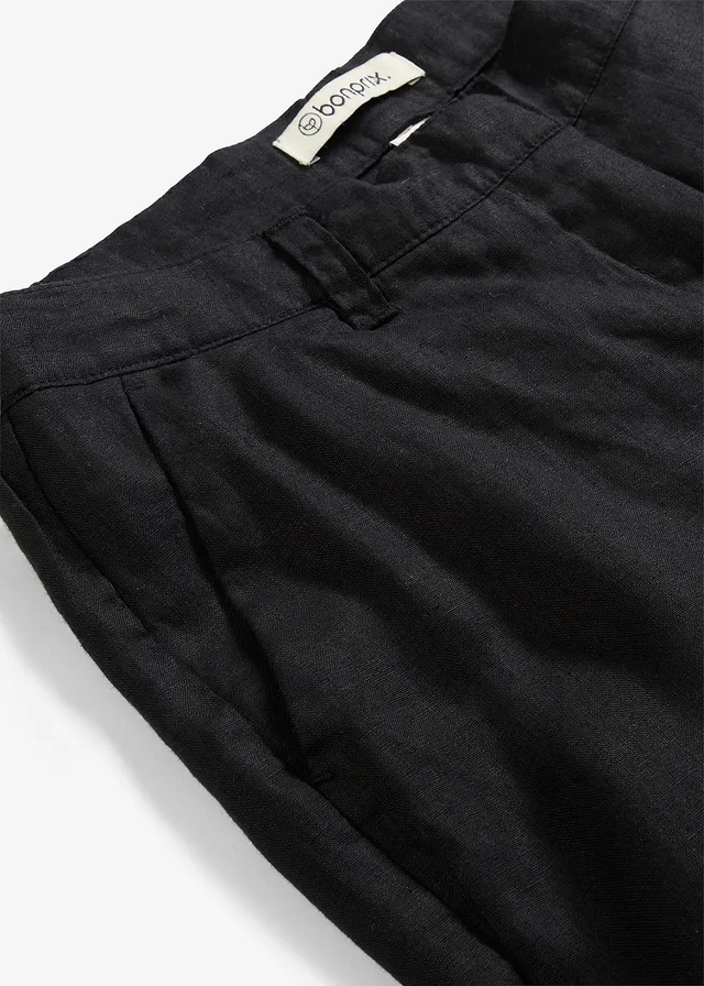 Pantalon raccourci, 100% lin • noir • product-page.page-title-suffix