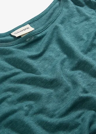 Bluză tricot din in 100% • verde-piper • magazin bonprix