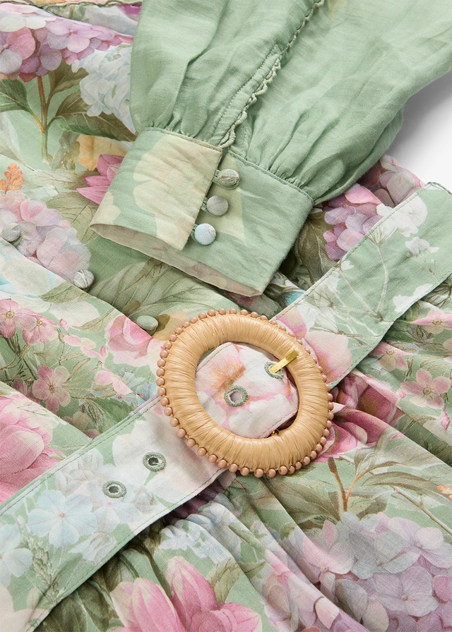 Robe midi en ramie avec ceinture (ens. 2 pces) • vert pâle floral • product-page.page-title-suffix