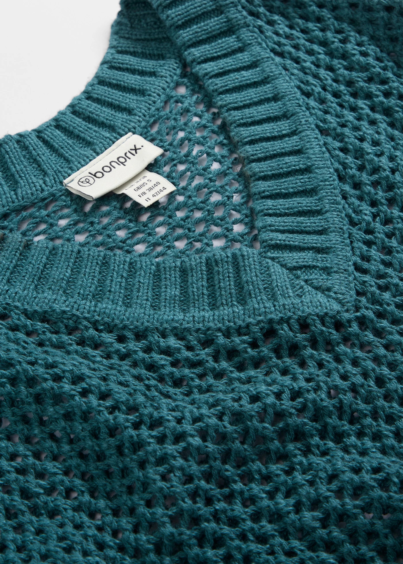 Sweter ażurowy z lekkiej mieszanki lnu • zielony pieprz • sklep bonprix