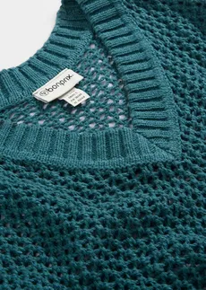 Sweter ażurowy z lekkiej mieszanki lnu • zielony pieprz • sklep bonprix