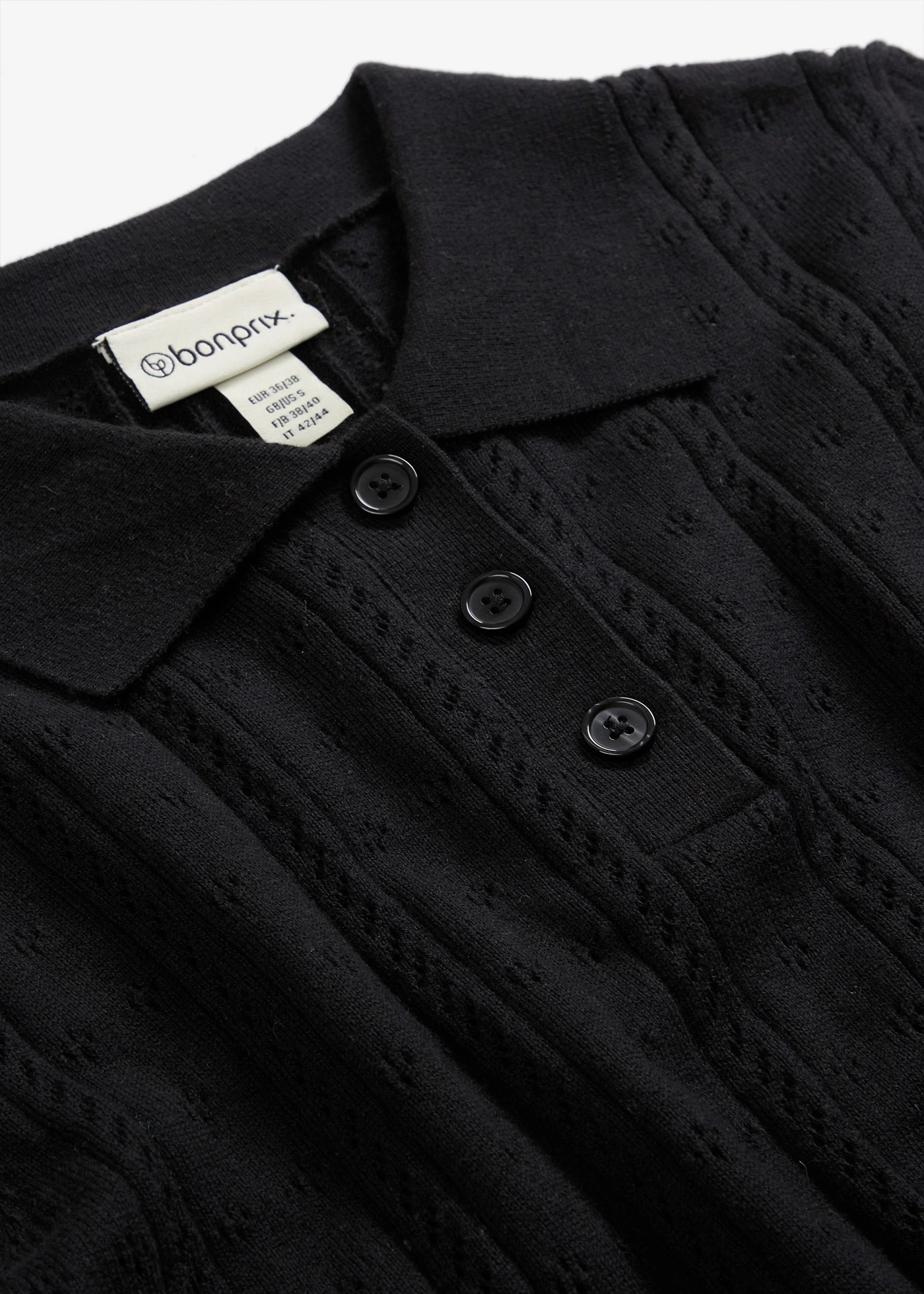 Pull ajouré en coton et soie • noir • Boutique bonprix