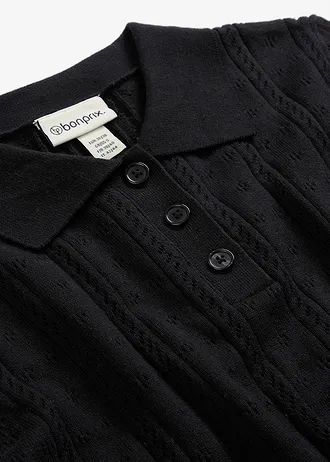 Pull ajouré en coton et soie • noir • Boutique bonprix