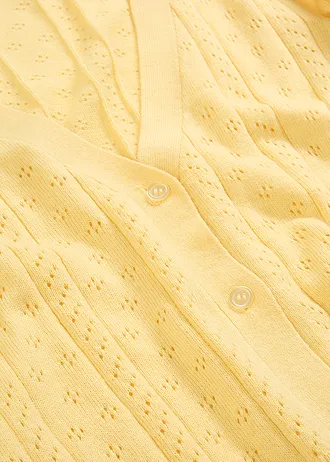 Gilet en maille ajourée coton et soie • jaune clair • Boutique bonprix