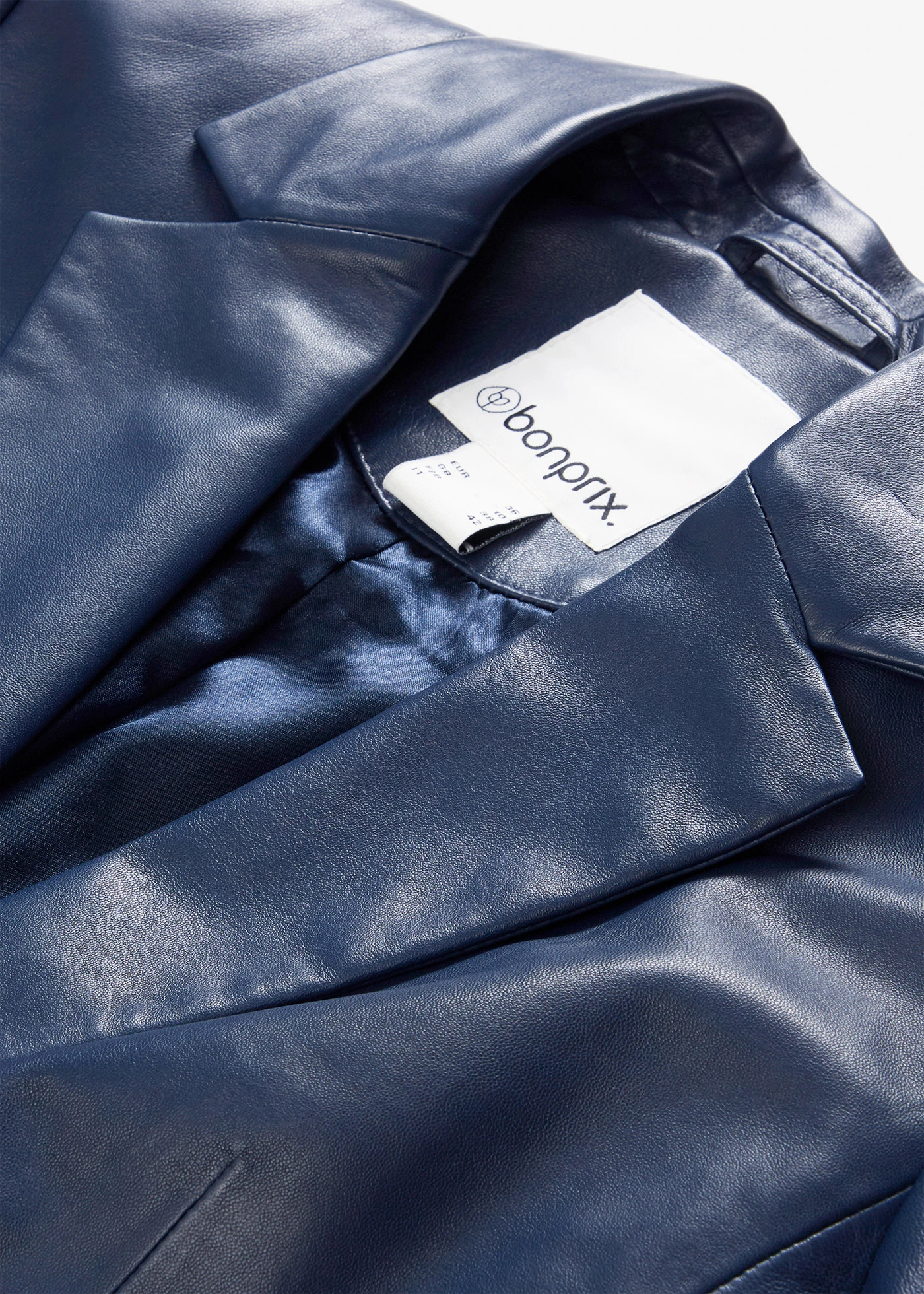 Blazer en cuir d’agneau nappa • bleu foncé • Boutique bonprix