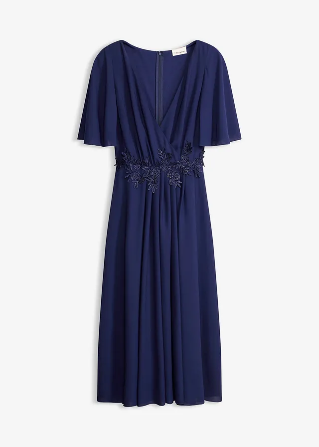 Robe de cocktail avec applications de dentelle, Couleur: bleu nuit
