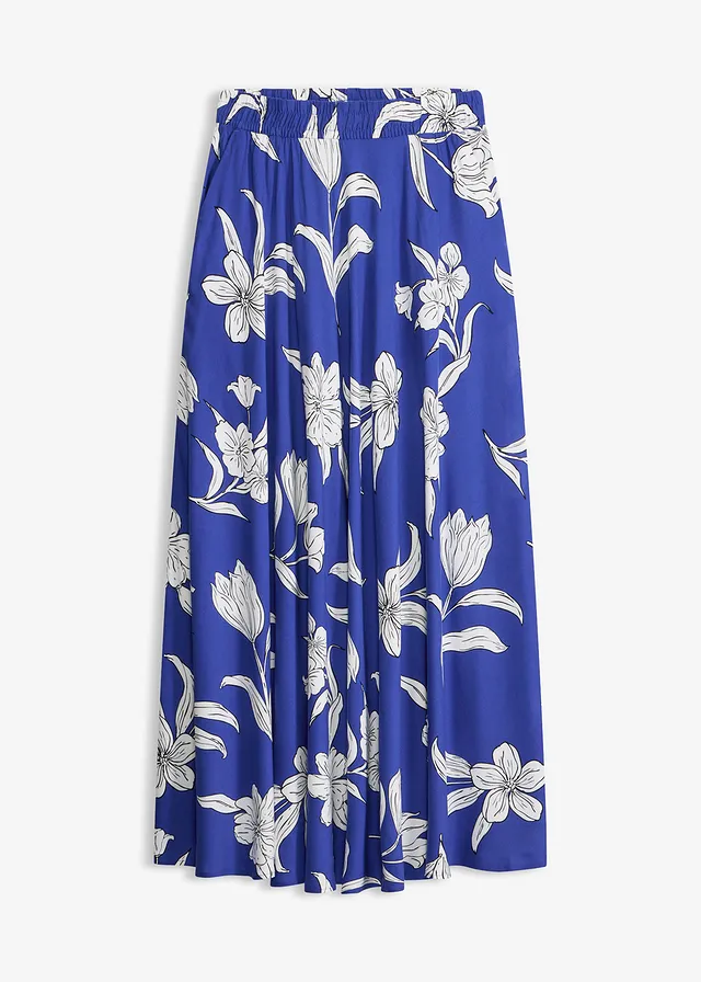 Maxi rok • blauw gebloemd • bonprix online shop