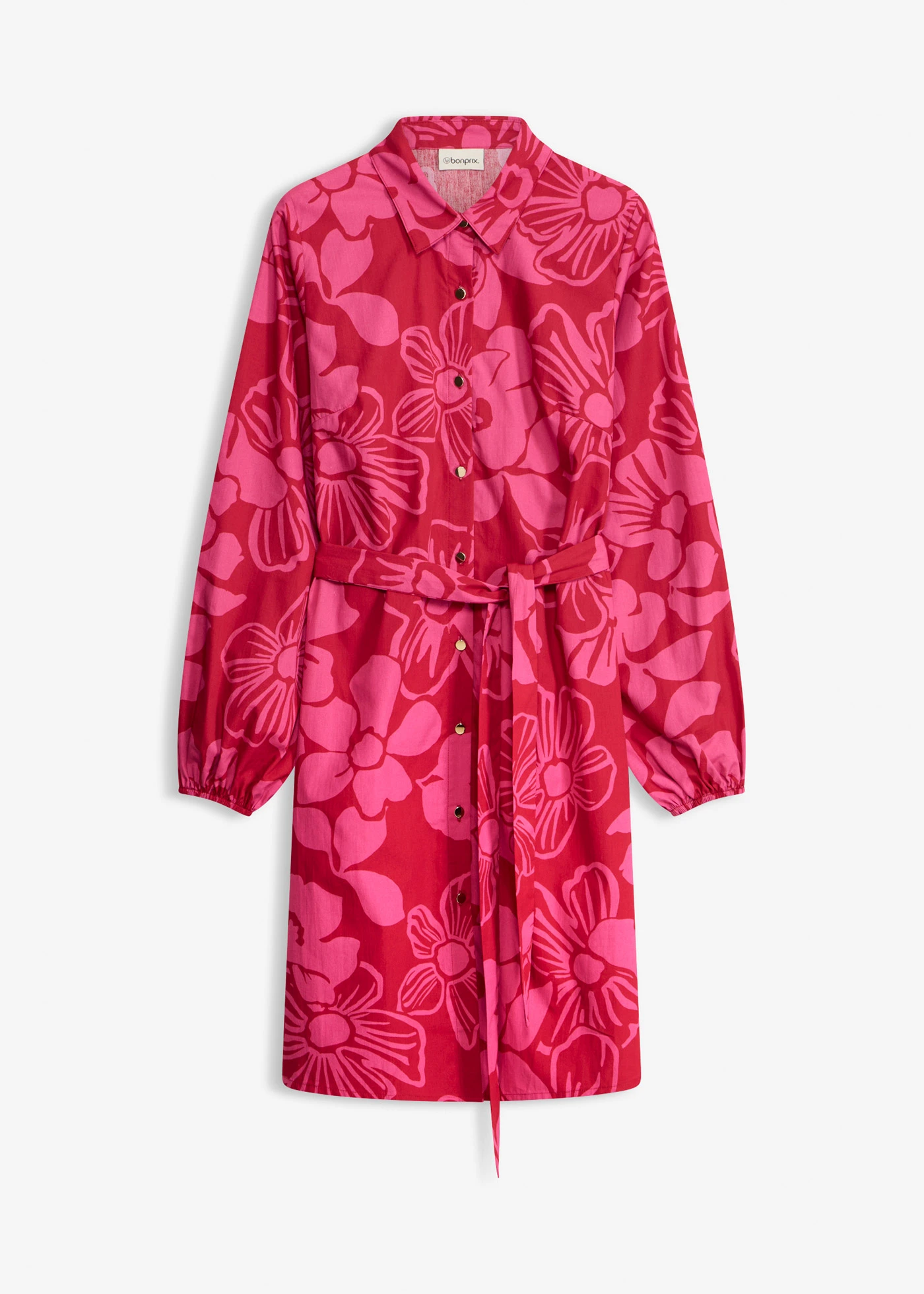 Robe-chemise 100% coton • rose vif floral • Boutique bonprix