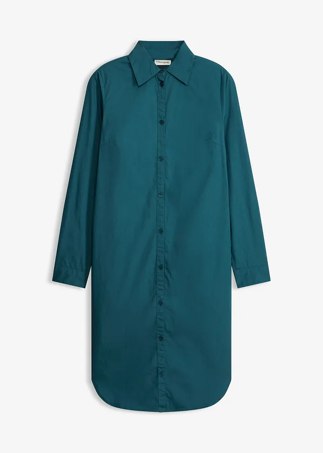 Rochie-cămașă din poplin de bumbac • verde-piper • magazin bonprix
