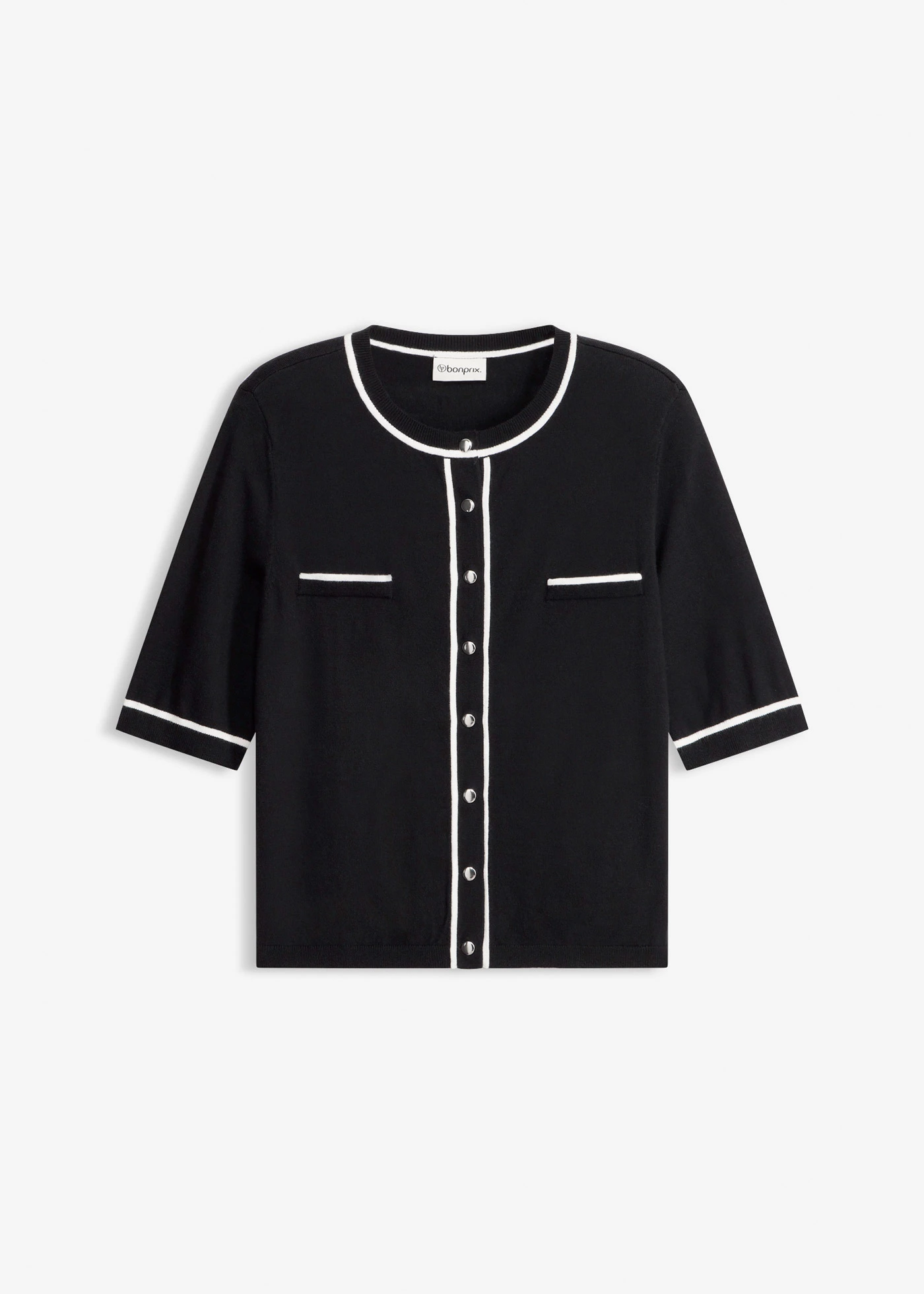 Jachetă tricotată cu viscoză • negru/ecru • magazin bonprix