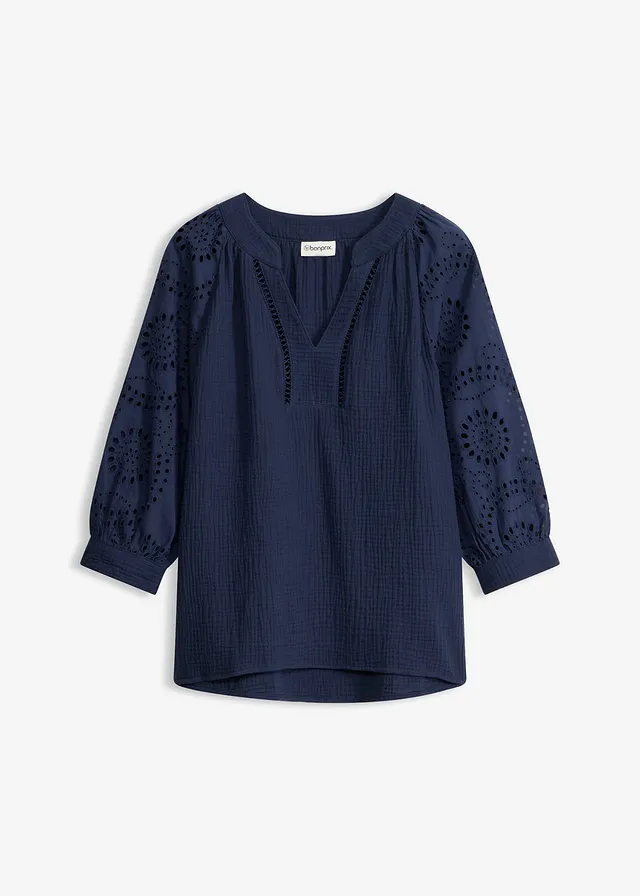 Tuniek van luchtige mousseline • donkerblauw • bonprix online shop