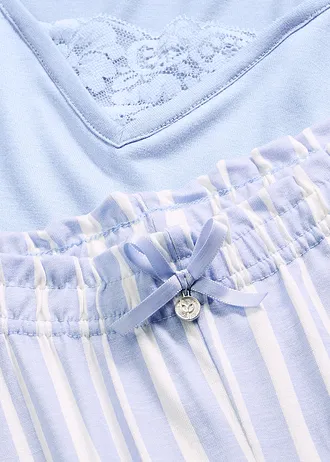 Pyjama doux • bleu nacré-écru rayé • Boutique bonprix