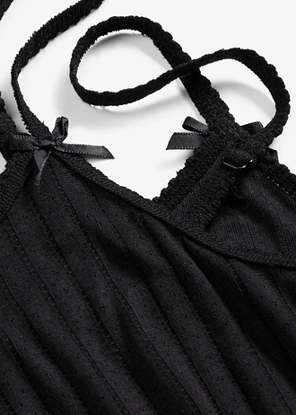 Pijama din jerse moale Pointelle • negru • magazin bonprix