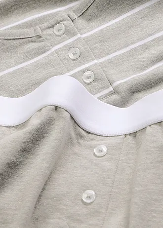 Pyjama à cycliste court • gris clair chiné/blanc rayé • Boutique bonprix