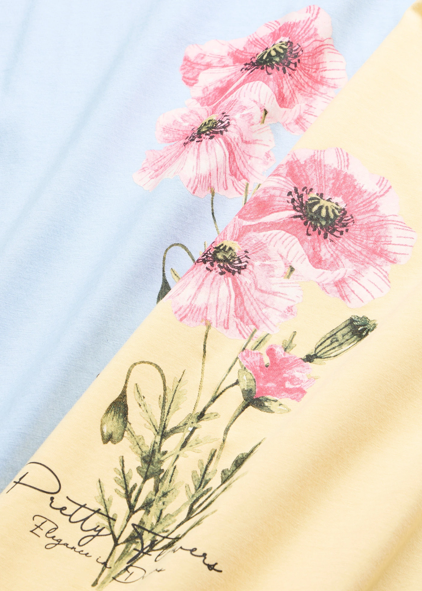 Lot de 2 chemises de nuit courtes 100% coton • bleu clair-jaune clair floral • Boutique bonprix