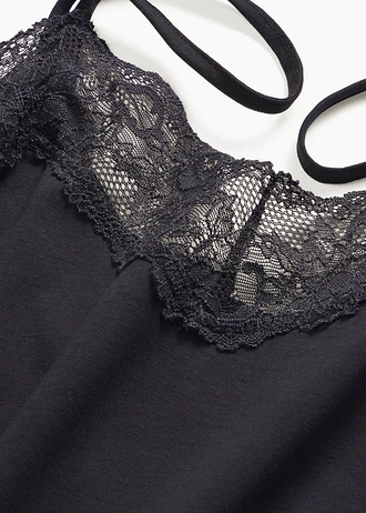 Krótka koszula nocna na wąskich ramiączkach • czarny • sklep bonprix