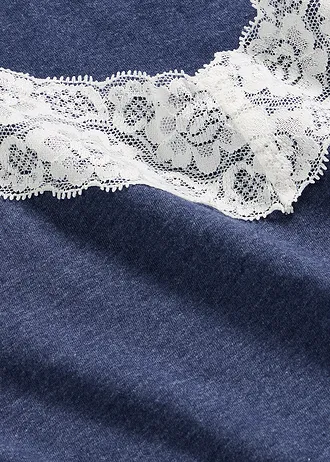 Pyjashort 100% coton • bleu foncé chiné-écru • Boutique bonprix