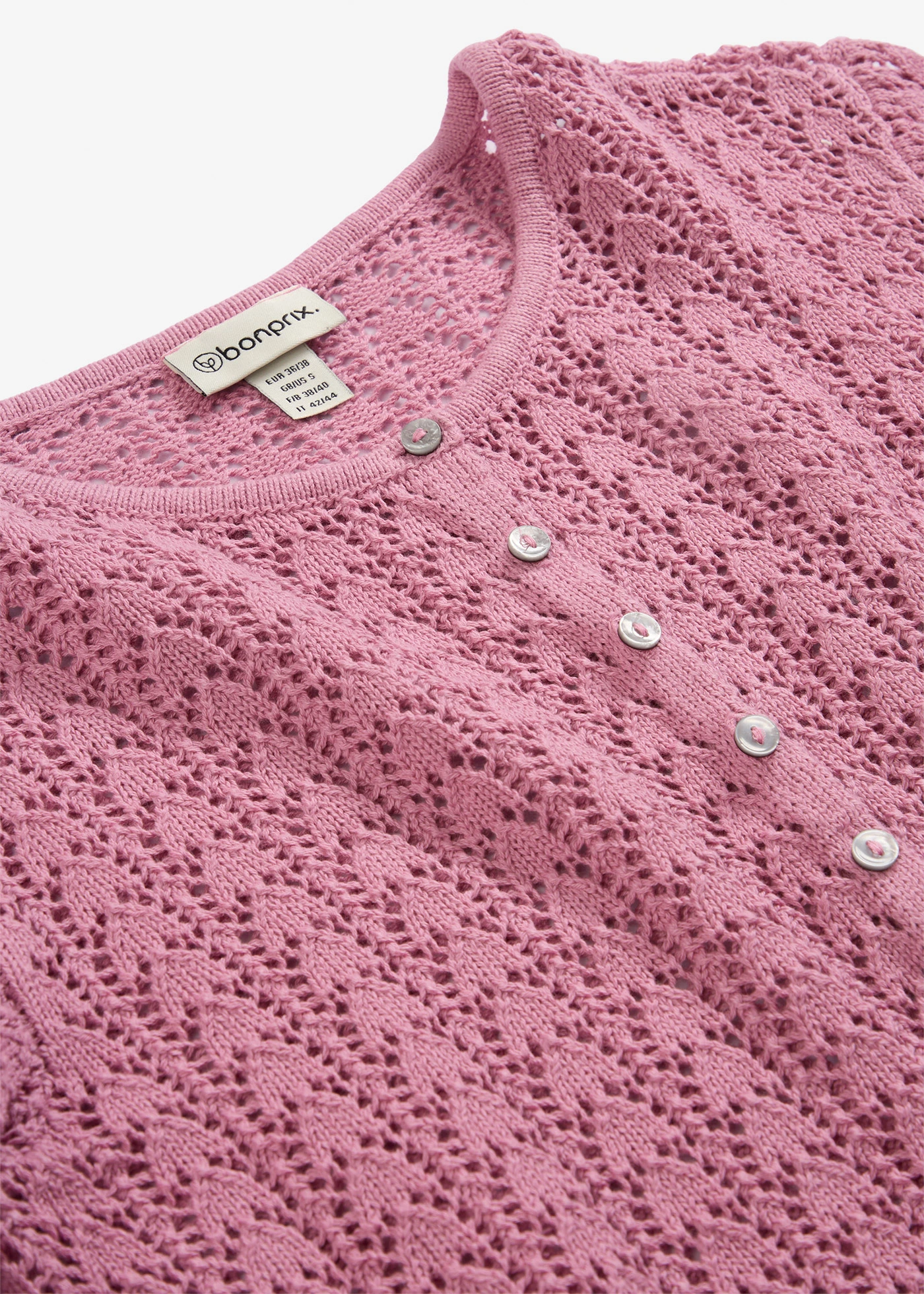 Ajour vest van katoen • mauve • bonprix online shop