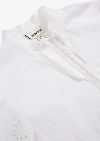 Korte tuniek met broderie anglaise • wit • bonprix online shop