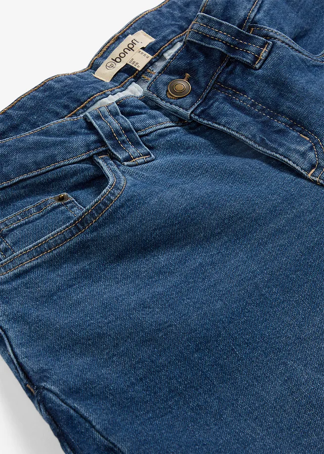 Barrel jeans mid waist, cropped, Kleur: blauw denim used