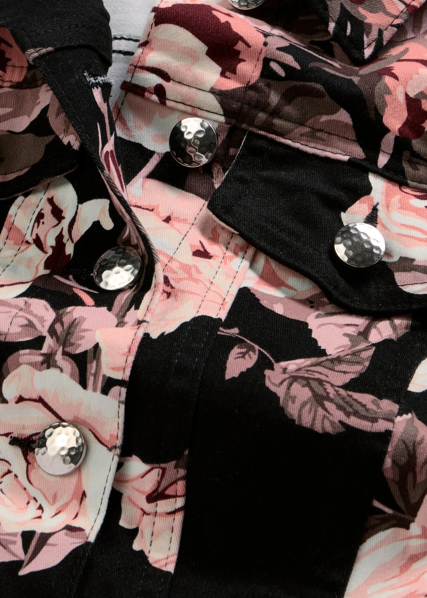 Geacă din twill de bumbac • negru-roz deschis floral • magazin bonprix