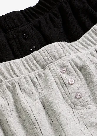 Pyjamashort van pointelle jersey (set van 2) • zwart+lichtgrijs gemêleerd • bonprix online shop