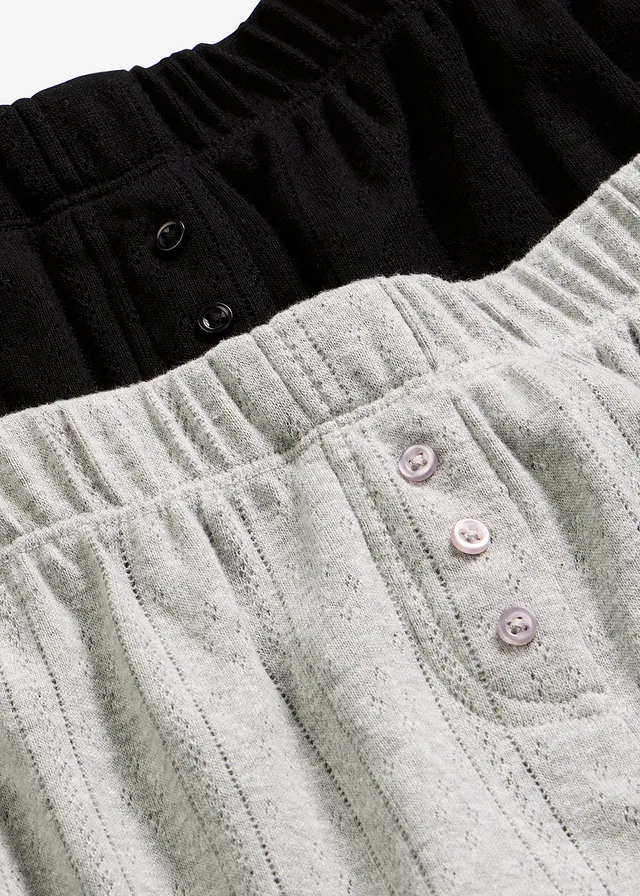 Pyjamashort van pointelle jersey (set van 2) • zwart+lichtgrijs gemêleerd • product-page.page-title-suffix