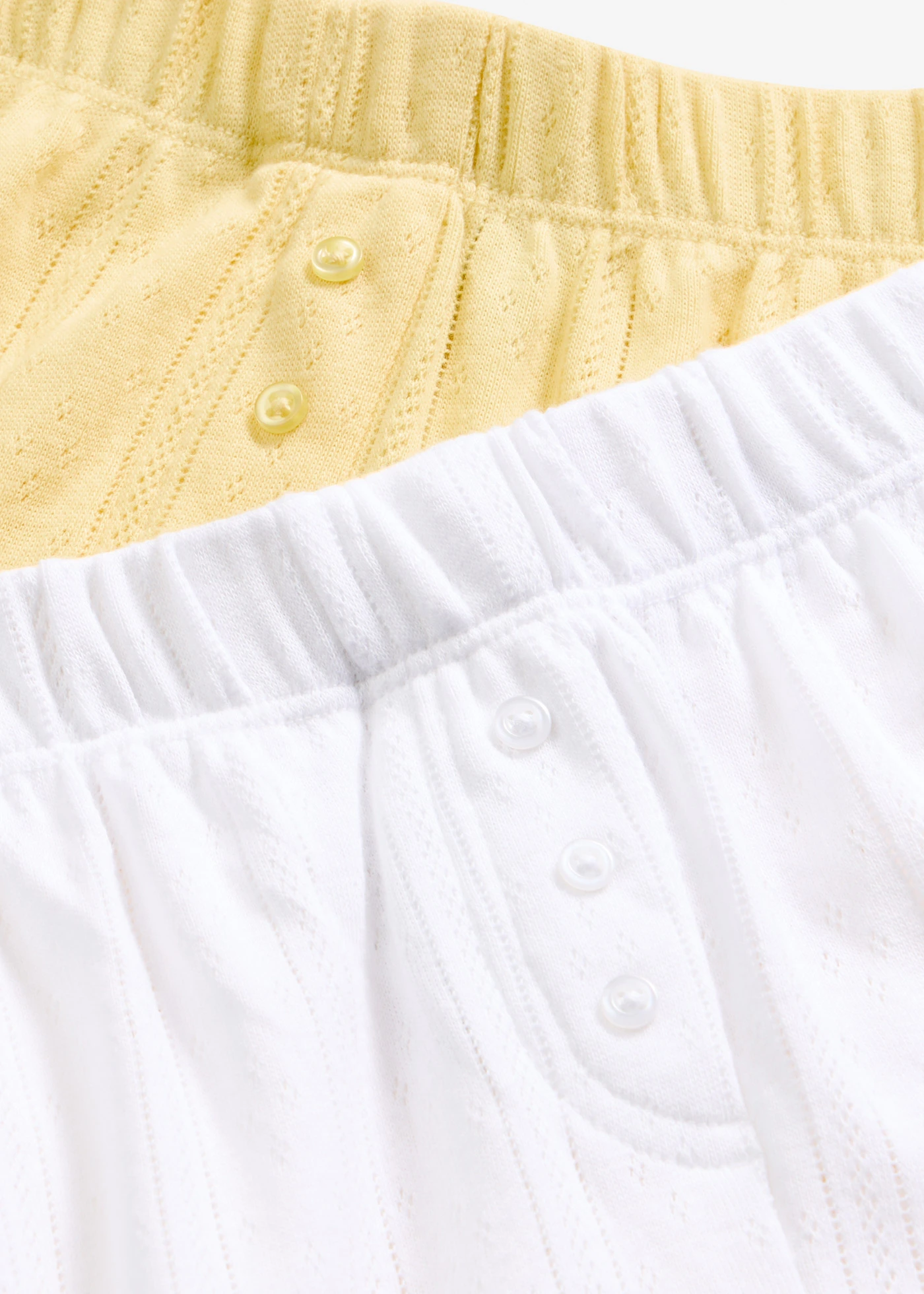 Pyjamashort van pointelle jersey (set van 2) • lichtgeel+wit • bonprix online shop