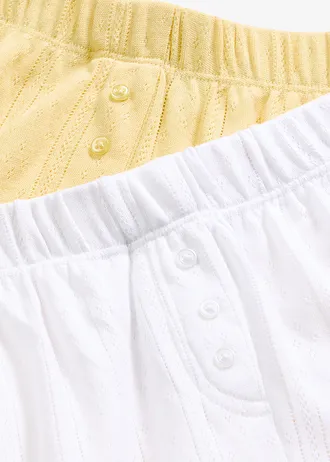 Pantaloni scurți de dormit din jerse pontelle (set 2 buc.) • galben deschis+alb • magazin bonprix