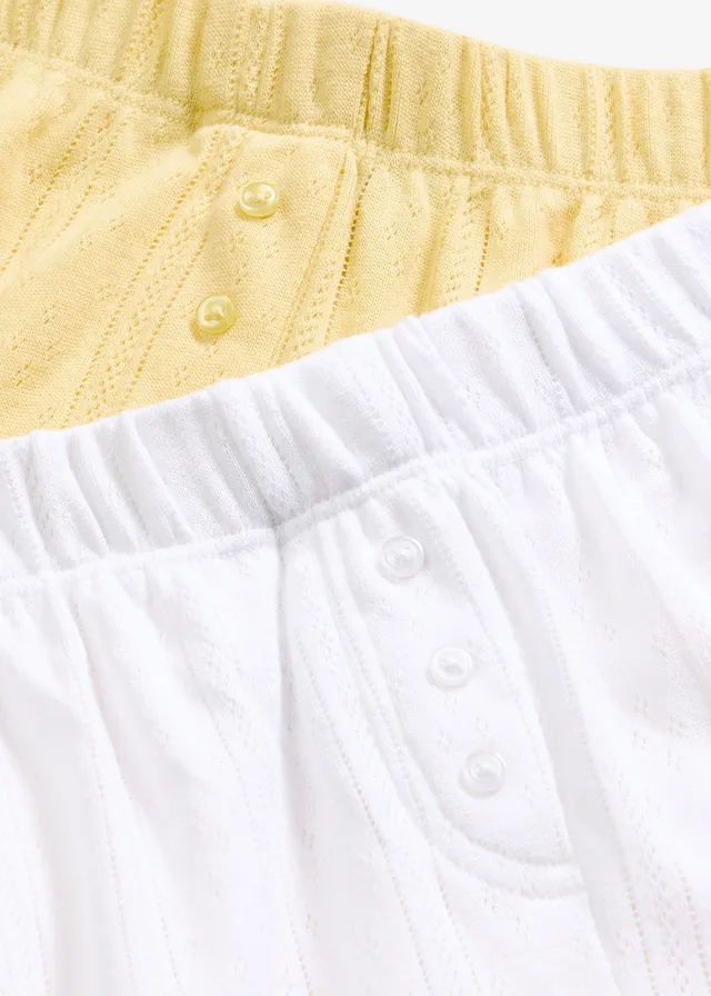 Pyjamashort van pointelle jersey (set van 2) • lichtgeel+wit • product-page.page-title-suffix