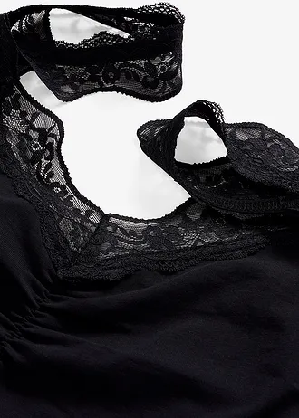 Nuisette à bretelles en dentelle • noir • Boutique bonprix