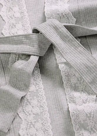 Kimono z czystej bawełny organicznej w prążki • jasnoszary melanż - biały • sklep bonprix